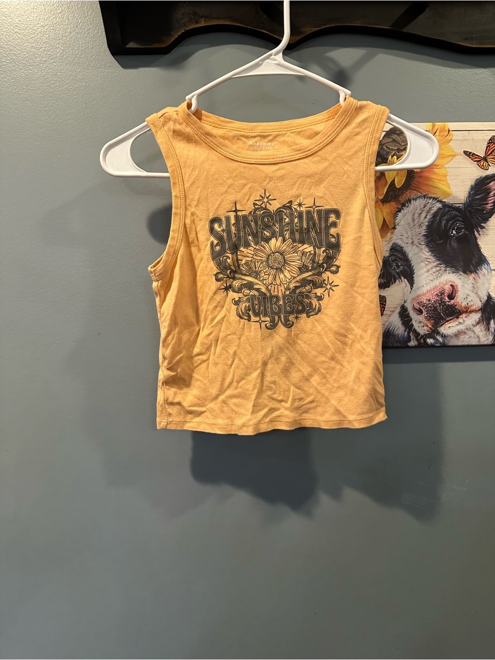 Sunshine Vibes Yellow Graphic Crop Tank